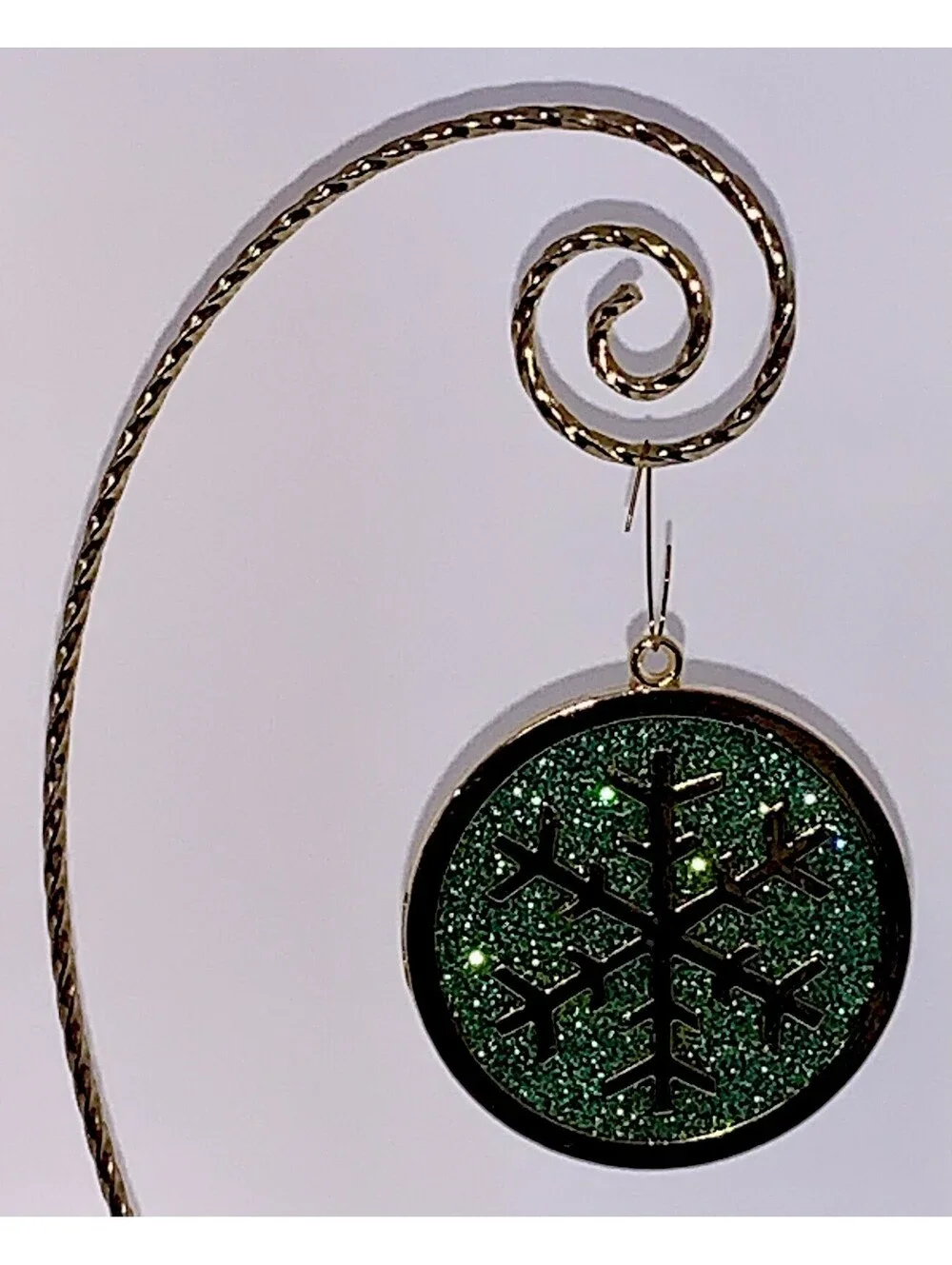 Vtg Gloria Duchin 2001 Brass Snowflake Ornament Green Sparkle Enamel Holiday